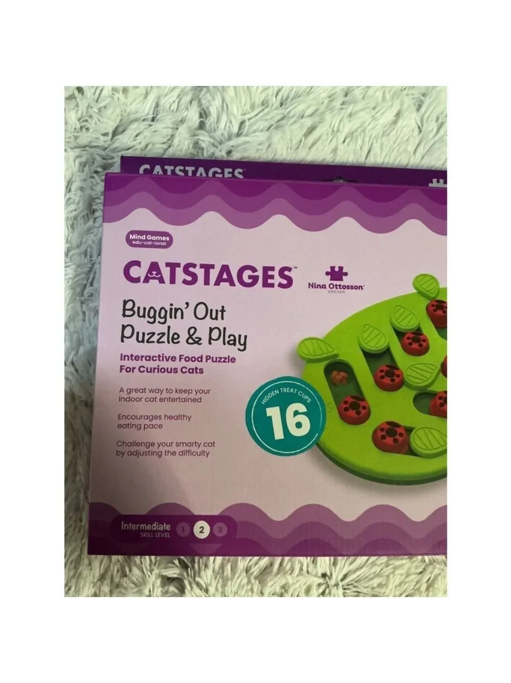 Nina Ottosson Catstages Buggin' Out Interactive Cat Food Puzzle Green/Red